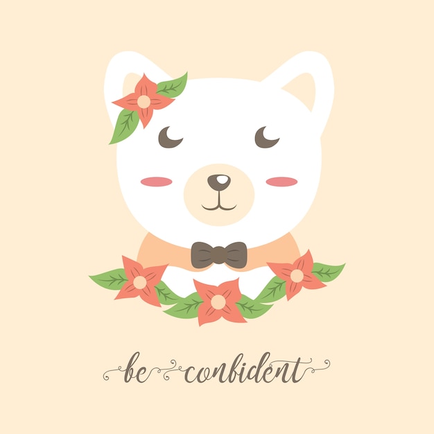 Vector cute bear with flower