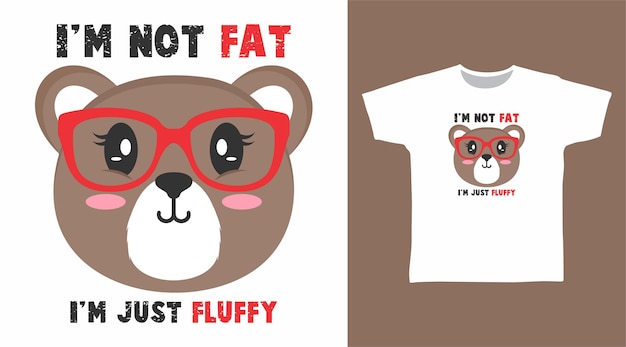 Cute bear with glasses cartoon for t shirt design cartoon for t shirt design