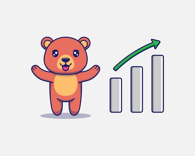 Cute bear with graph up sign