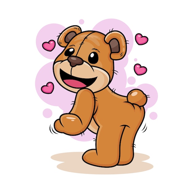 Cute bear with love cartoon  icon illustration. animal icon concept isolated on white background