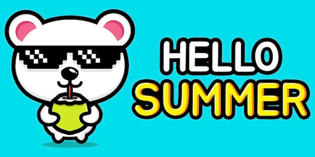 Simpatico orso con banner di auguri estivi summer