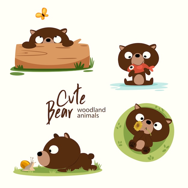 Cute bear woodland animals