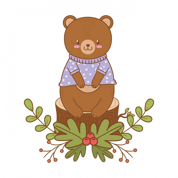 Cute bear woodland character