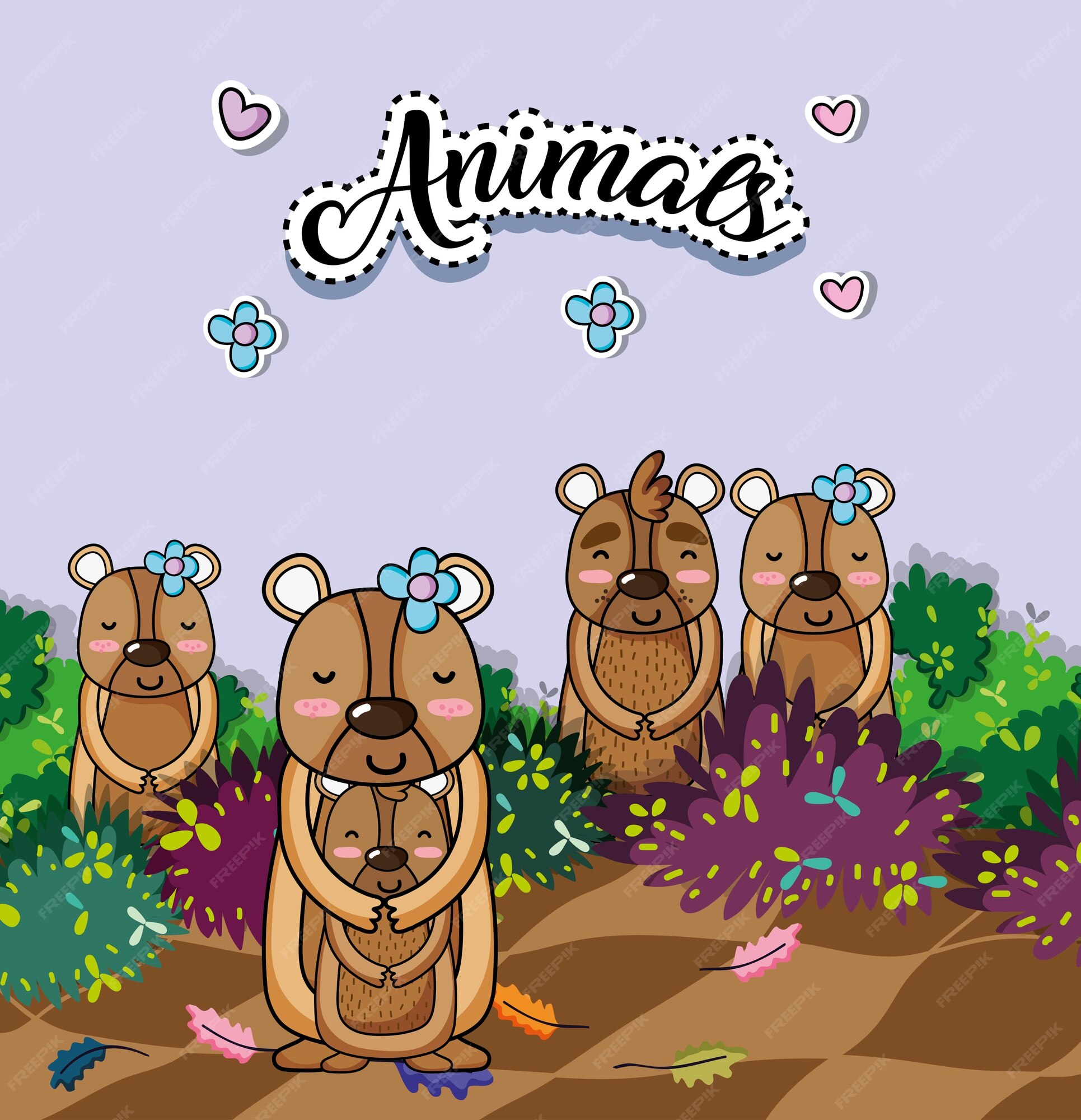Premium Vector | Cute bears animals cartoons