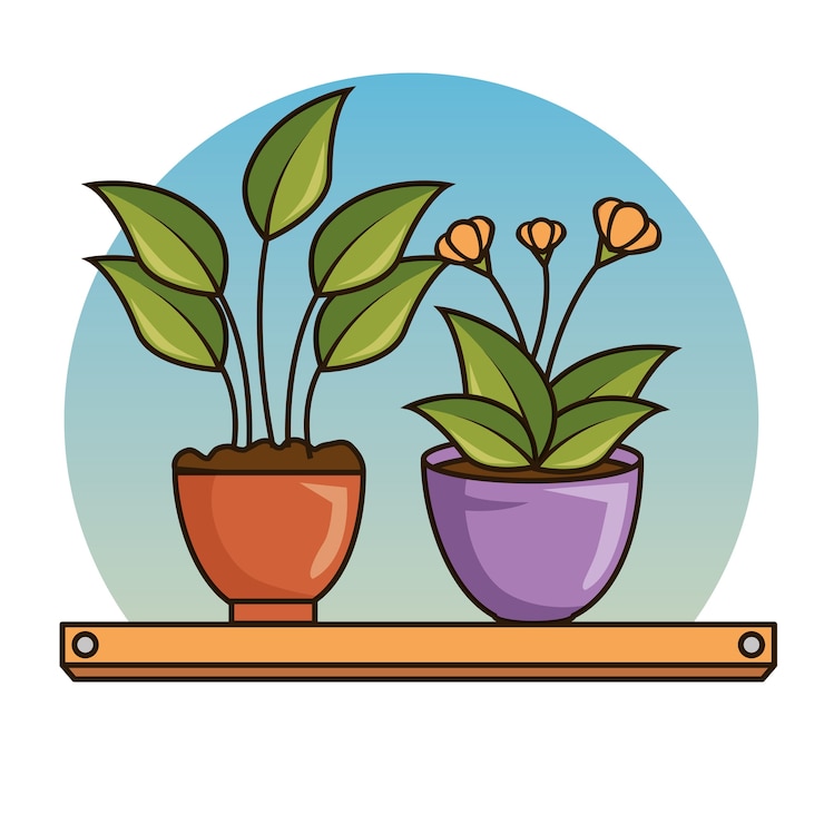 वेक्टर cute beautiful house plants cartoons 