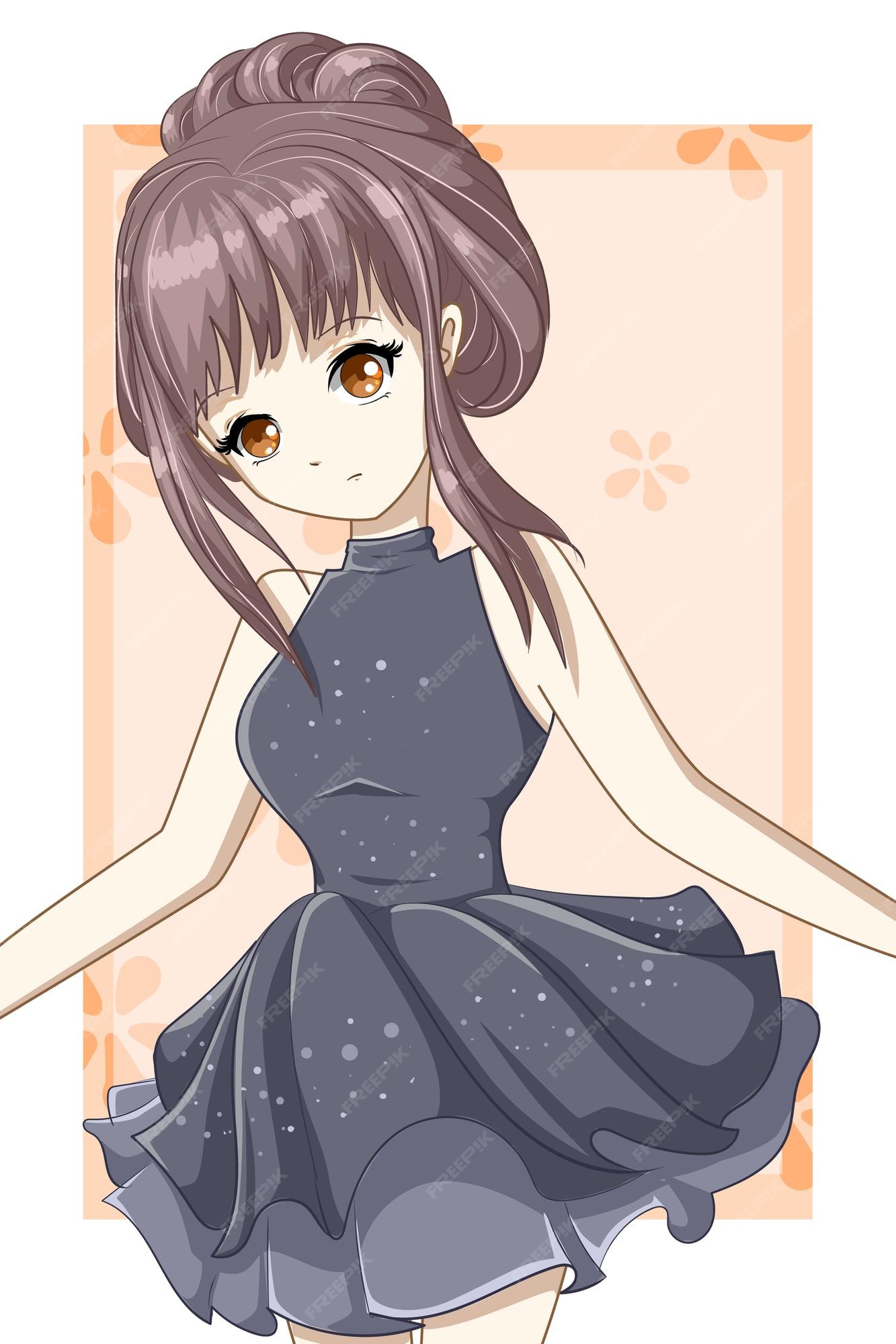 Premium Vector | Cute and beautiful princess wearing black dress design character cartoon illustration Premium Vector | Cute and beautiful princess wearing black dress design character cartoon illustration
