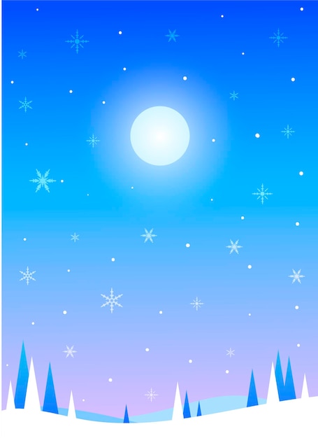 ベクトル かわいい、美しいベクター冬の風景イラスト。明けましておめでとう、年賀状
