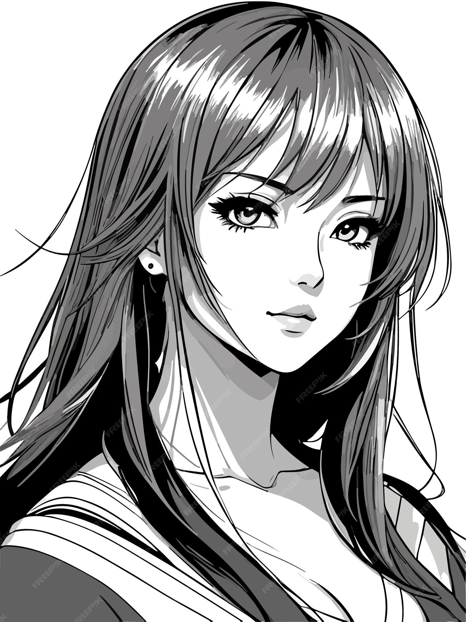 Premium Photo  Anime style drawing of a girl with long hair and