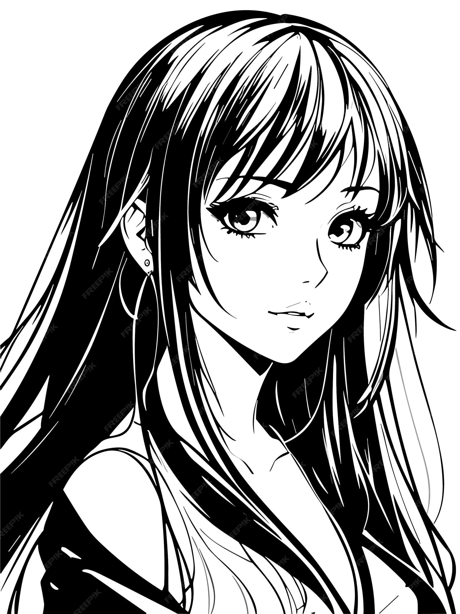 Premium Photo  Anime style drawing of a girl with long hair and