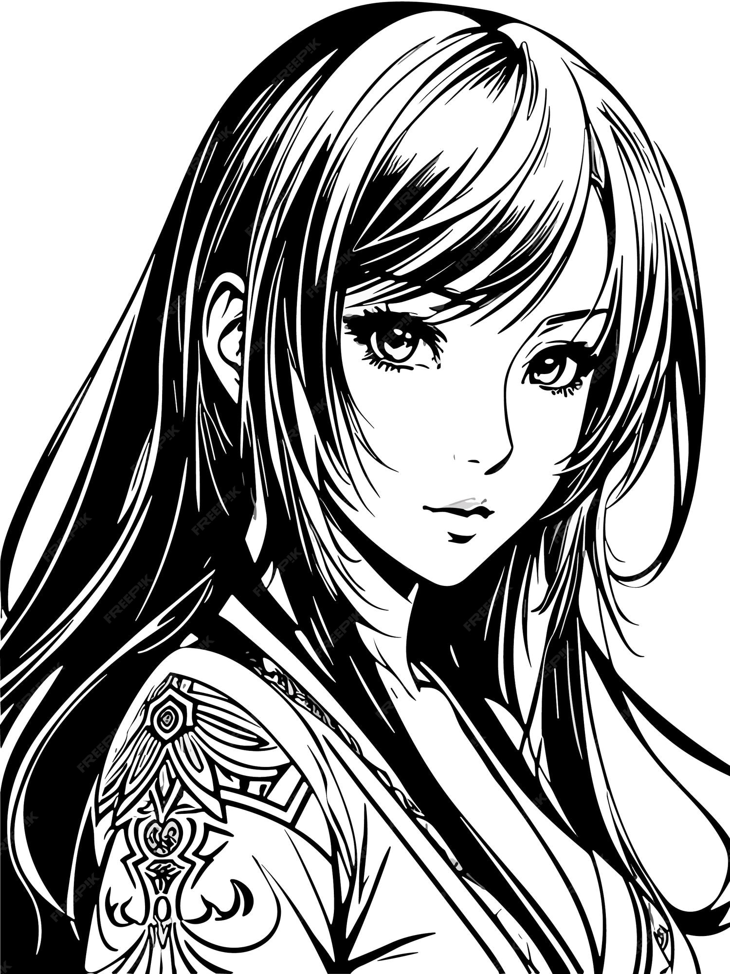 Premium Vector  A drawing of an anime girl with long hair and a