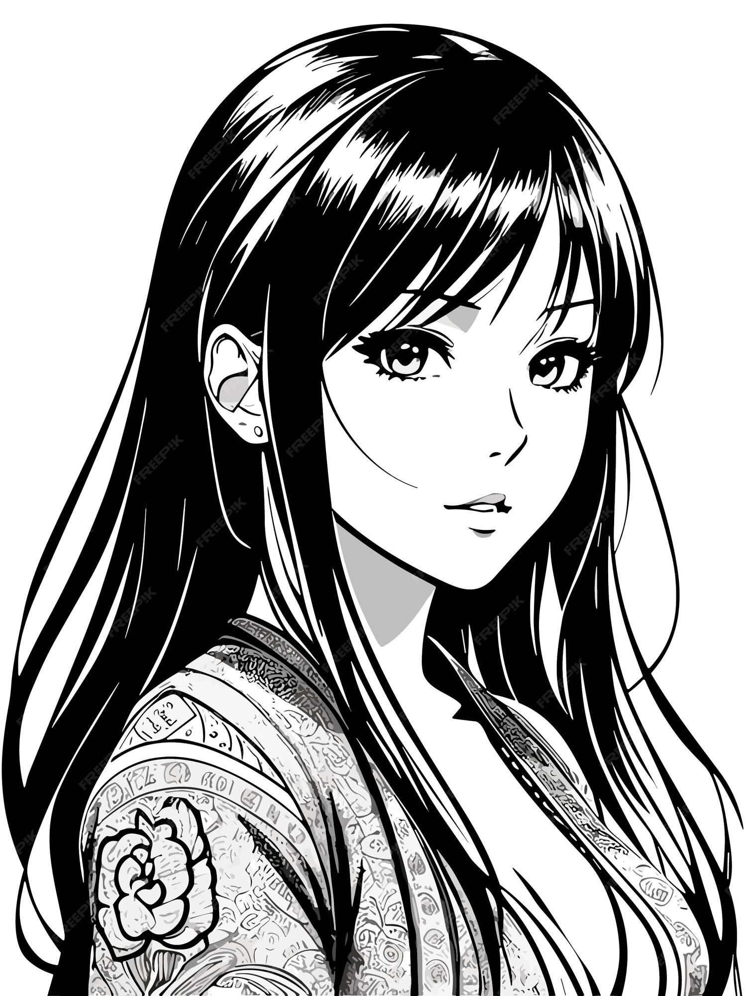 Premium AI Image  Portrait of a beautiful girl with long hair Anime manga  drawing of cute girls