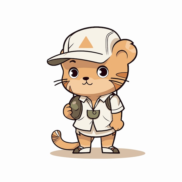 Vettore piccolo castoro con un berretto da baseball e un'illustrazione vettoriale uniforme