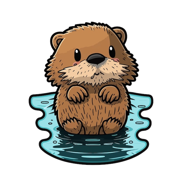 Cute beaver cartoon style