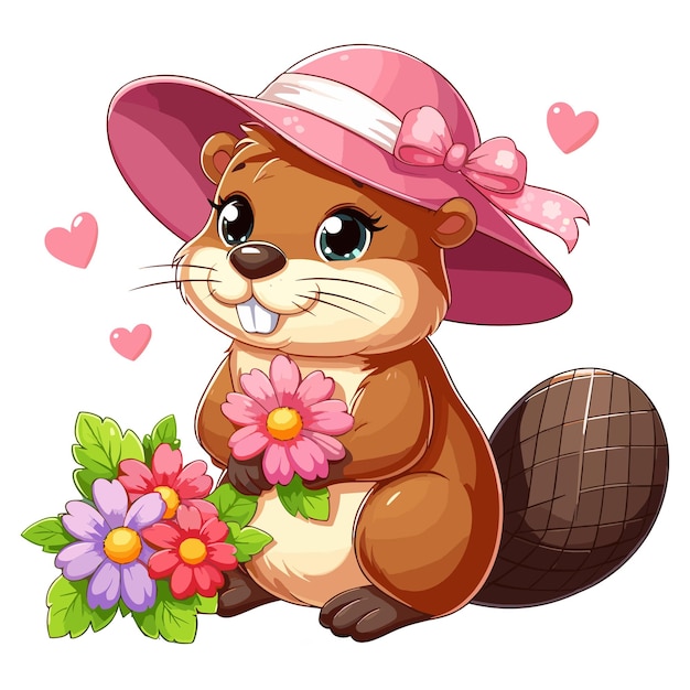 Cute Beaver Vector Cartoon illustration