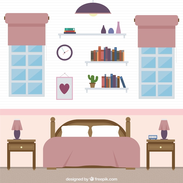 Vector cute bedroom