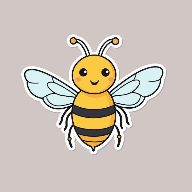 Vector cute bee buzzing cartoon illustration