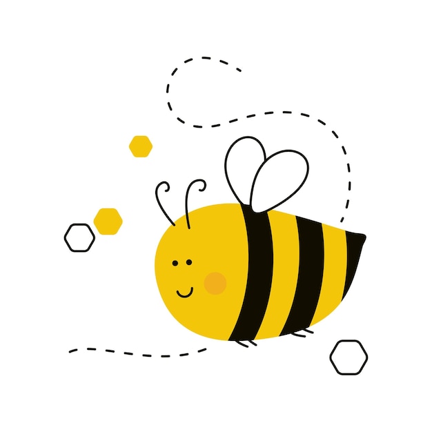 白い背景に分離されたかわいい蜂の漫画のキャラクター。ベクトル図
