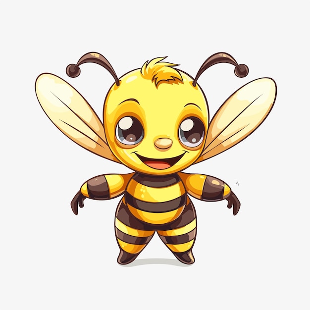 Cute bee cartoon vector icon illustration animal nature logo concept isolated
