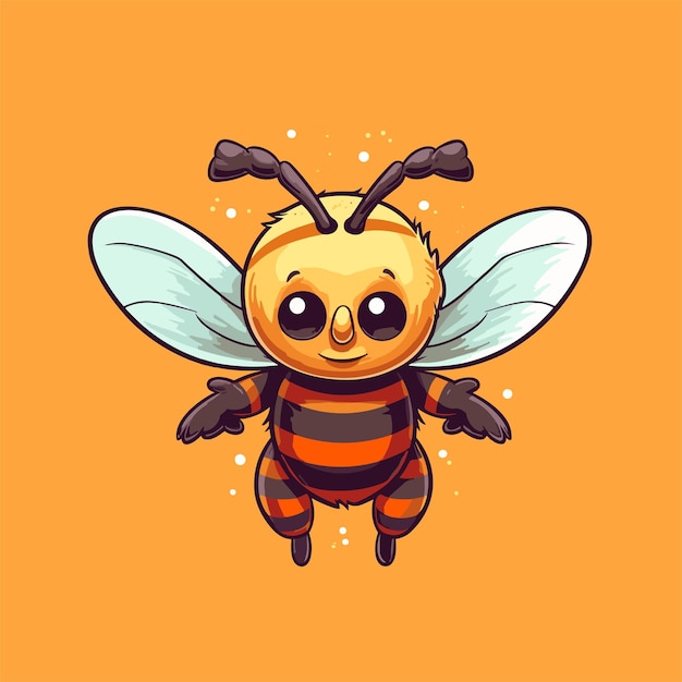 Cute bee cartoon vector icon illustration animal nature logo concept isolated