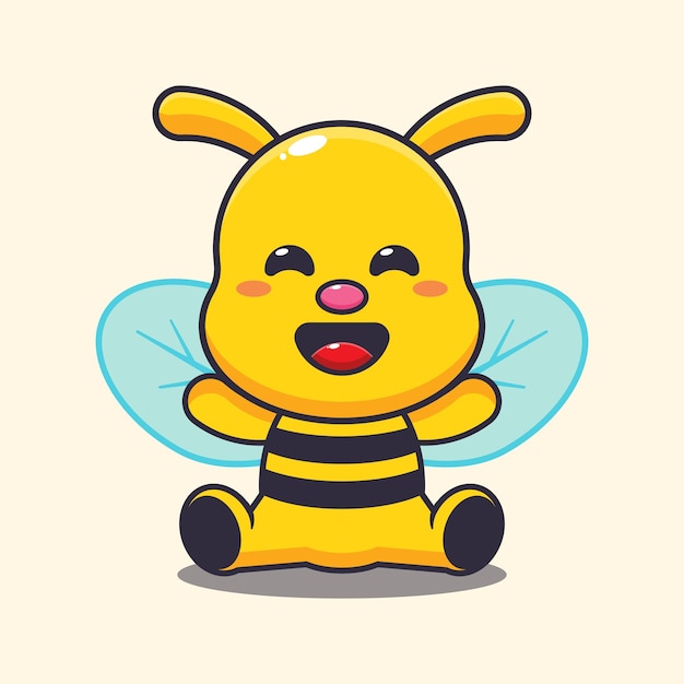 Cute bee cartoon vector illustration