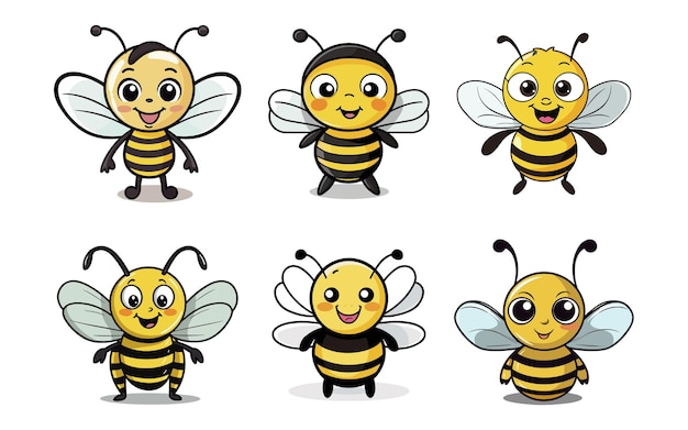 Cute bee cartoon vector illustration