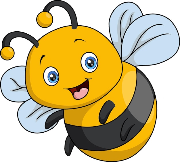 Vector cute bee cartoon on white background