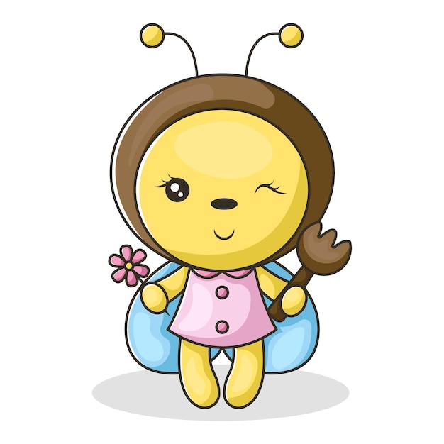 Vector cute bee character design illustration