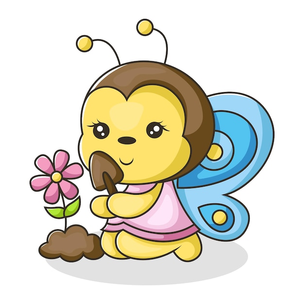 Cute bee character design illustration