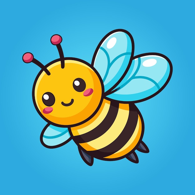 cute bee flying cartoon vector icon illustration animal nature icon concept isolated premium vector