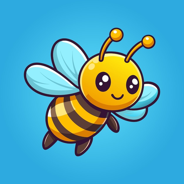 cute bee flying cartoon vector icon illustration animal nature icon concept isolated premium vector