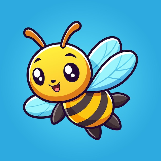 cute bee flying cartoon vector icon illustration animal nature icon concept isolated premium vector