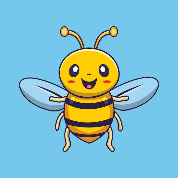 Cute bee flying cartoon vector icon illustration animal nature icon concept isolated