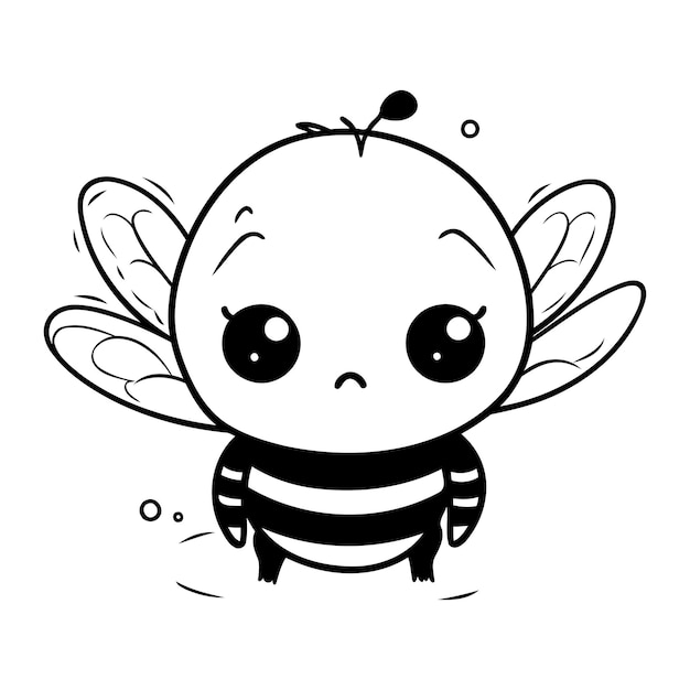 Vector cute bee flying kawaii character vector illustration designicon vector illustration design