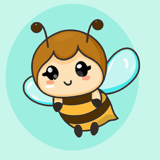 Cute Bee illustratie Bee kawaii chibi vector tekenstijl Bee cartoon