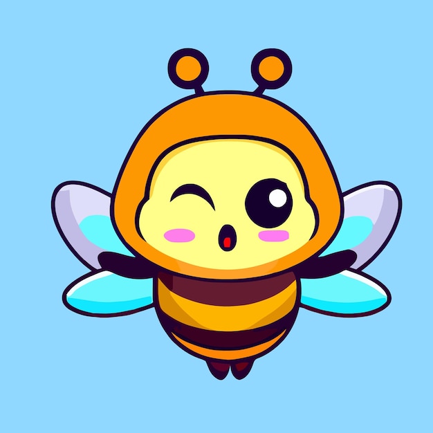 Cute Bee illustration Bee kawaii chibi vector drawing style Bee cartoon