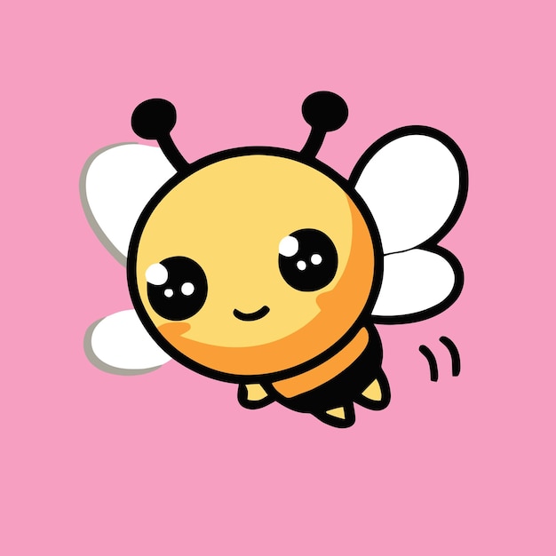 Милая иллюстрация пчелы Пчела каваи чиби стиль векторного рисования Пчела мультфильм