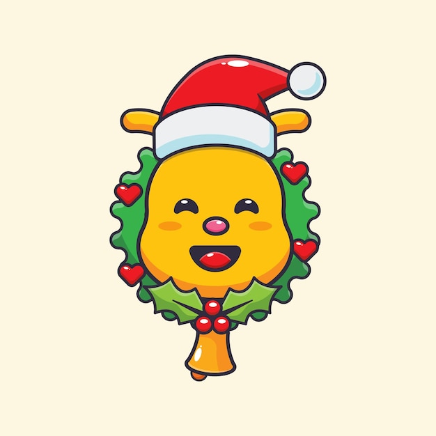 クリスマスのかわいい蜂。かわいいクリスマス漫画イラスト。