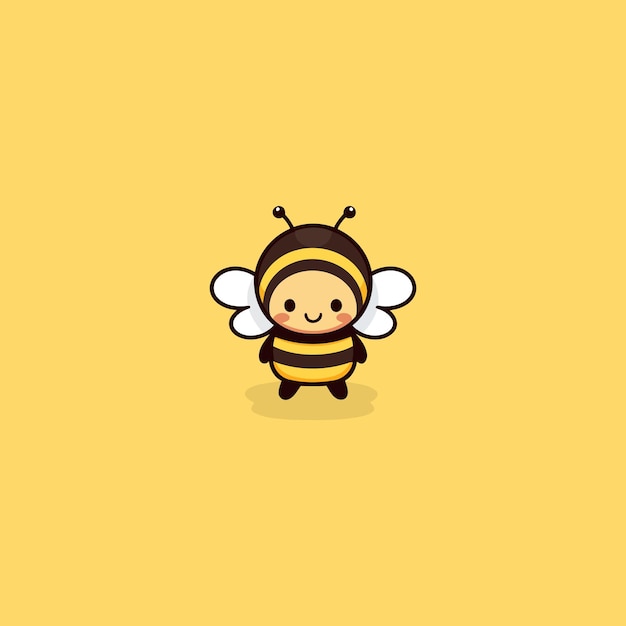 Vector cute bee logo design vector illustration template