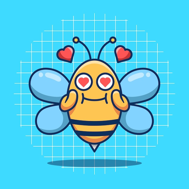 Carino mascotte ape in amore illustrazione vettoriale