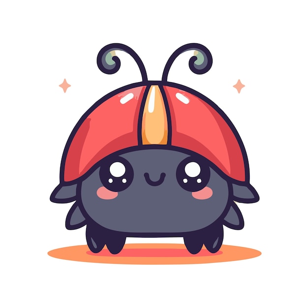 Vector cute beetle character flat vector design