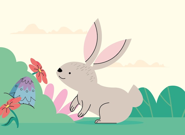 정원에 있는 귀여운 베이지색 토끼