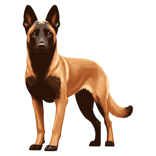 Vettore dolci fiori di cane belga malinois in stile vettoriale