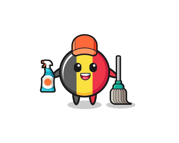 청소 서비스 마스코트 귀여운 디자인으로 귀여운 벨기에 국기 캐릭터