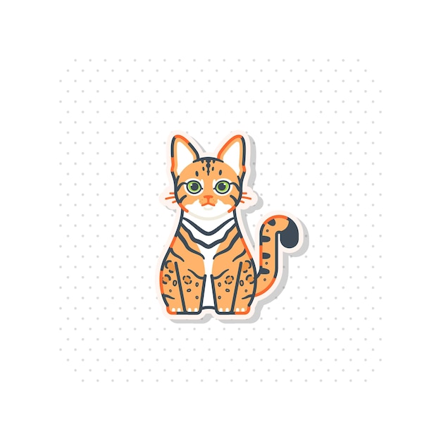 Vector cute bengal cat breeds illustration with sitting pose