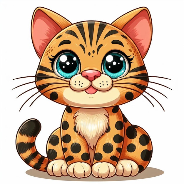 Vettore cute bengal cat vector illustrazione di cartoni animati