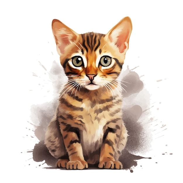 Cute bengal cat on a white background