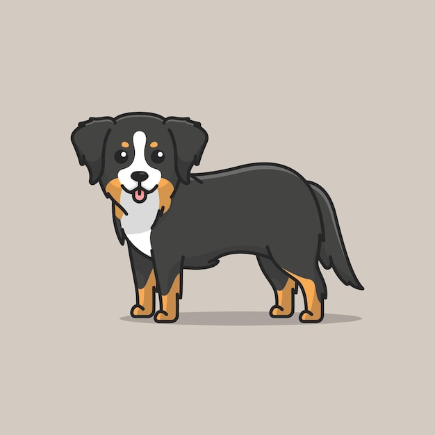 Vector cute bernese mountain simple cartoon vector illustration dog breeds nature concept icon isolated