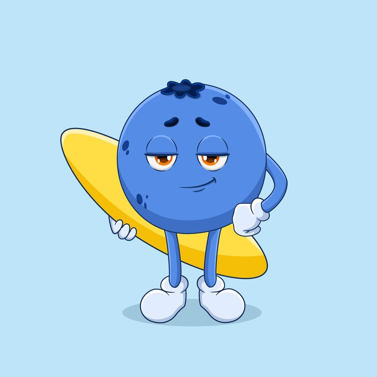 Vector 서핑 보드 를 들고 있는 귀여운 베리 그림