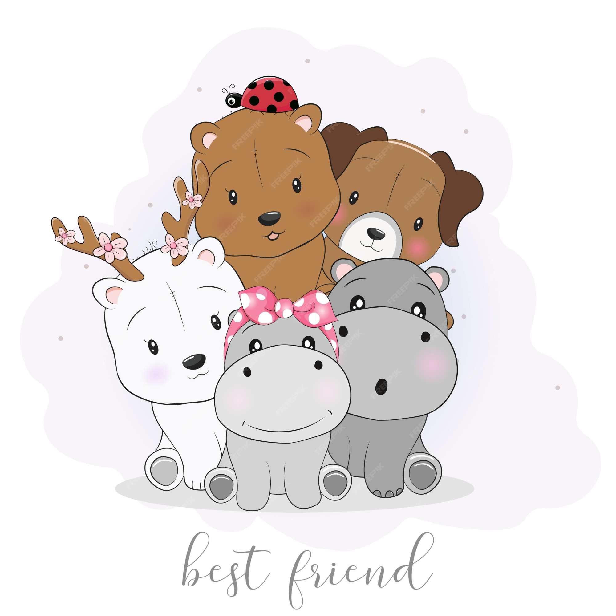 Premium Vector | Cute best friend cartoon animals Premium Vector | Cute best friend cartoon animals