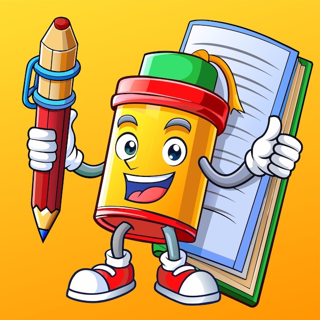 Vector cute best friend of the pencil and pen hand drawn mascot cartoon character sticker icon concept